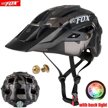 

BATFOX Men Cycling Helmets With LED back light MTB Mountain Bicycle Helmet sun visor Lightweight Road Bike Helmet casco bicicle