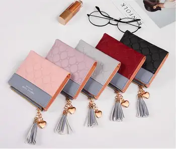 

Female Tassel Wallet Coins Cute Wallet Women Small Leather Zipper Purses Wallet Female Purse Clutch small money bag
