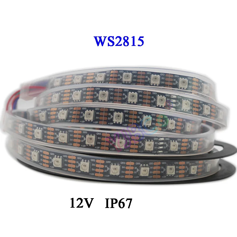Dc12в 50 м WS2815 умный пиксельный светодиодный светильник; IP30/IP65/IP67; Адресуемая двухсигнальная умная Светодиодная лента; 30/60 пикселей/светодиодов/м;