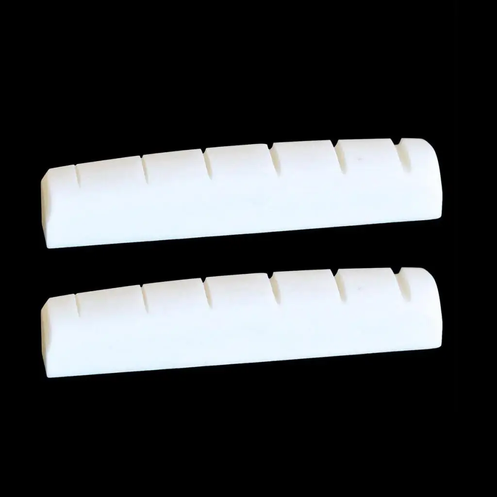 6 String Pre-Slotted Bone Guitar Nut Compatible Electric Guitar Acoustic Guitar White Unbleached.(Nut: 43×6×8.5mm)