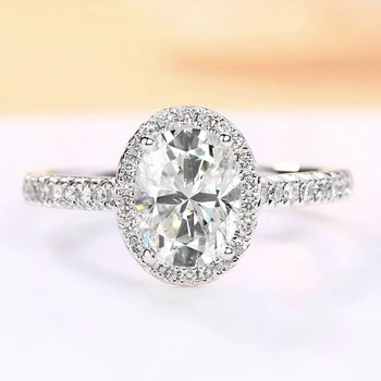 

2 Carat 18K White Gold Moissanite Diamond Ring Oval Classic Women Wedding Party Engagement Anniversary Ring 1 CT VVS D Color