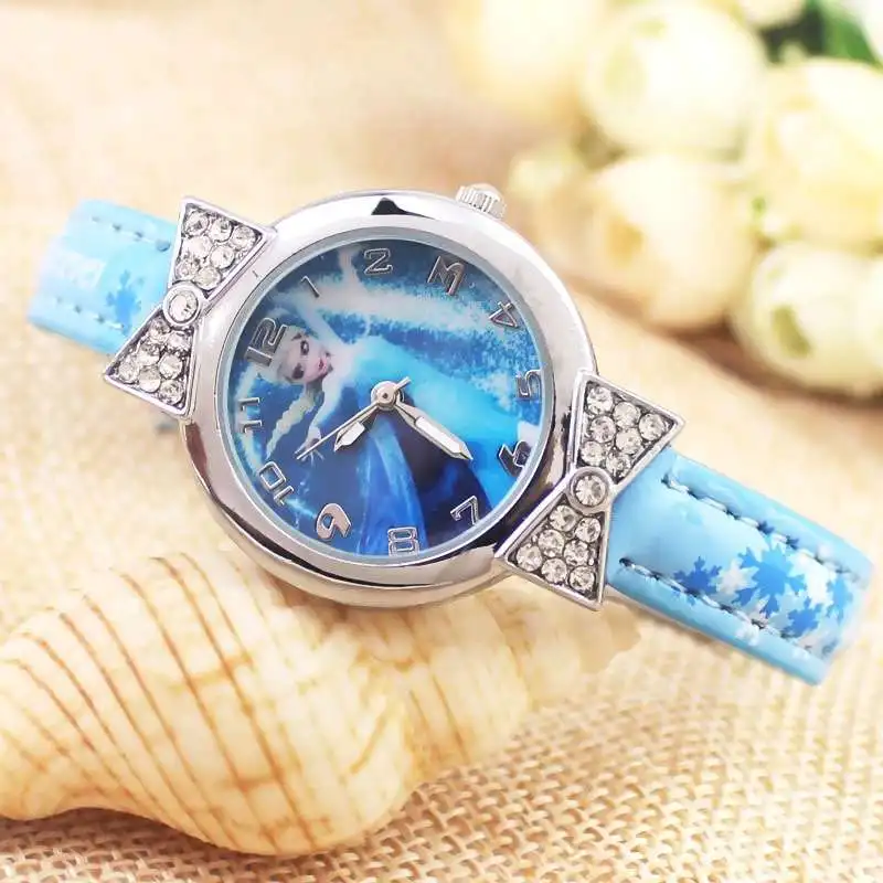 

Bow tie dial ice snow adventure Aisha Anna Princess little girl cartoon children student Watch