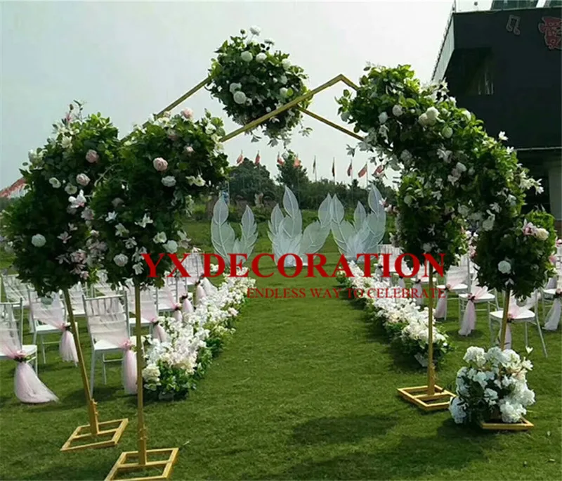 

Cheap Price Pentagon Wedding Arch Props Stand Backdrop Stent Single Arch Flower Outdoor Lawn Rack Wedding Birthday Decoration