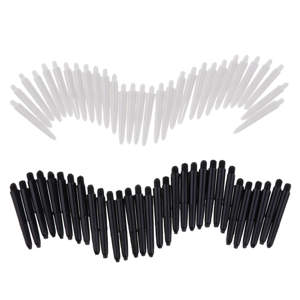 60 Pieces 35mm 2BA Thread Plastic Dart Stems Shafts Soft Tip Darts White & Black