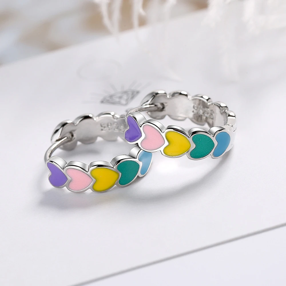 925 Sterling Silver Cute Heart Hoop Earrings Women New Jewelry Gift Trendy FQL21292 hoop earrings