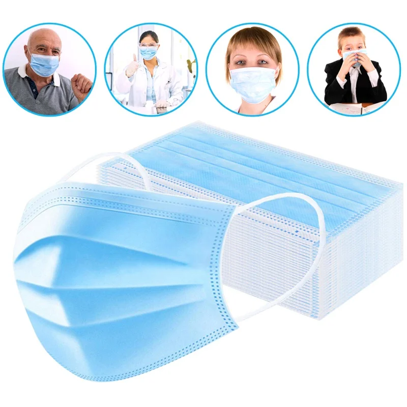 

50Pcs Disposable Face Mask Safety Mask Dust Personal Health 3-Ply Ear Loop Mask