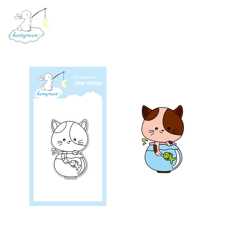 CH Fat cat с рыбкой прозрачный силиконовый штамп/печать для DIY