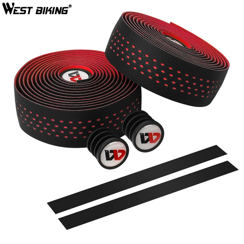 

West Biking Bicycle Handlebar Tape With Plug Covers Anti-slip Anti-sweat Protective Wrapping Belts Cycling Bike Handle Belt