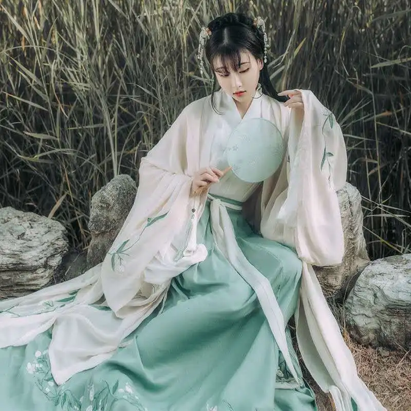 Hanfu Женский костюм династии Цин для китайского танца древнее традиционное