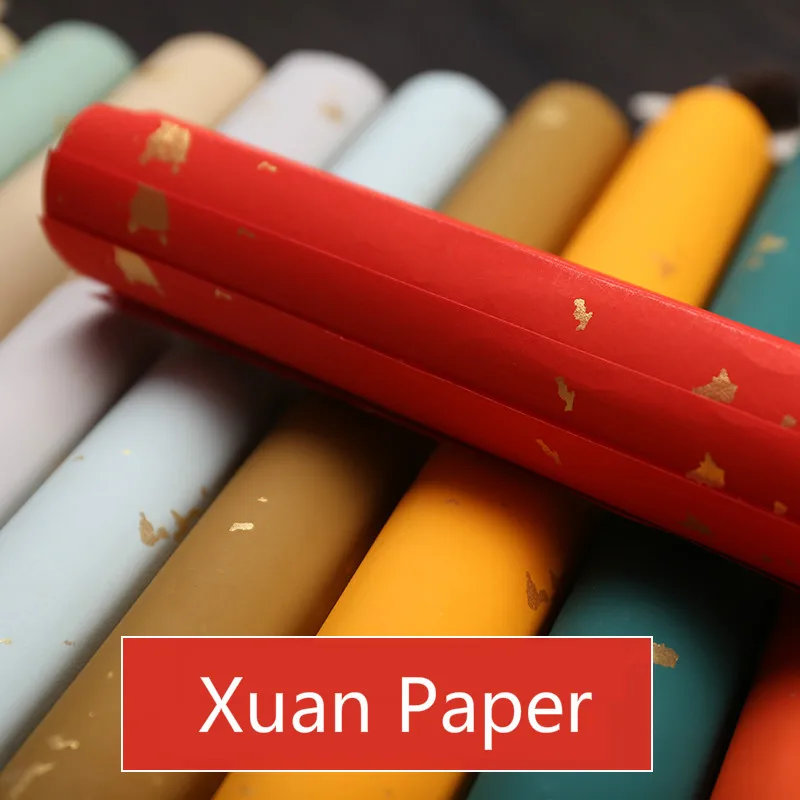 Half-Ripe Rice Paper Rijstpapier Chinese Calligraphy Xuan Paper Gold Sprinkling Chromatic Painting Paper Papier De Riz