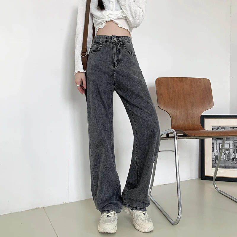 Vaqueros Vintage rectos de cintura alta para mujer, ropa de calle con cinturón, holgados, de talla grande, 2020
