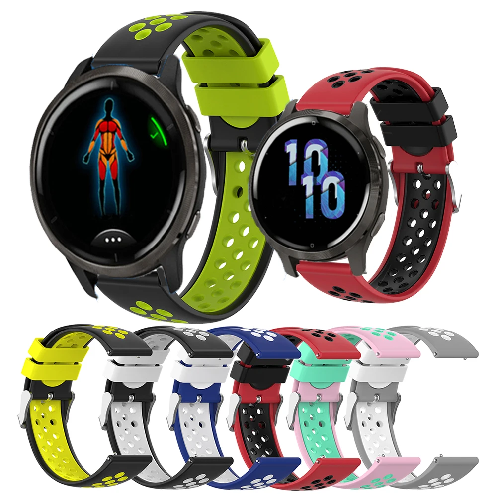 

18 мм 22 мм силиконовый ремешок для часов Garmin Вену 2 Vivoactive 4 ремешок спортивный браслет для наручных часов garmin Вену 2s vivoactive 4s Correa