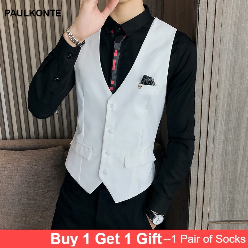 Men'S Summer New Chest Decoration Wild V-Neck High Quality Suit Vest Business Casual Fashion Slim Single-Breasted Vest Men'S Summer New Chest Decoration Wild V-Neck High Quality Suit Vest Business Casual Fashion Slim Single-Breasted Vest