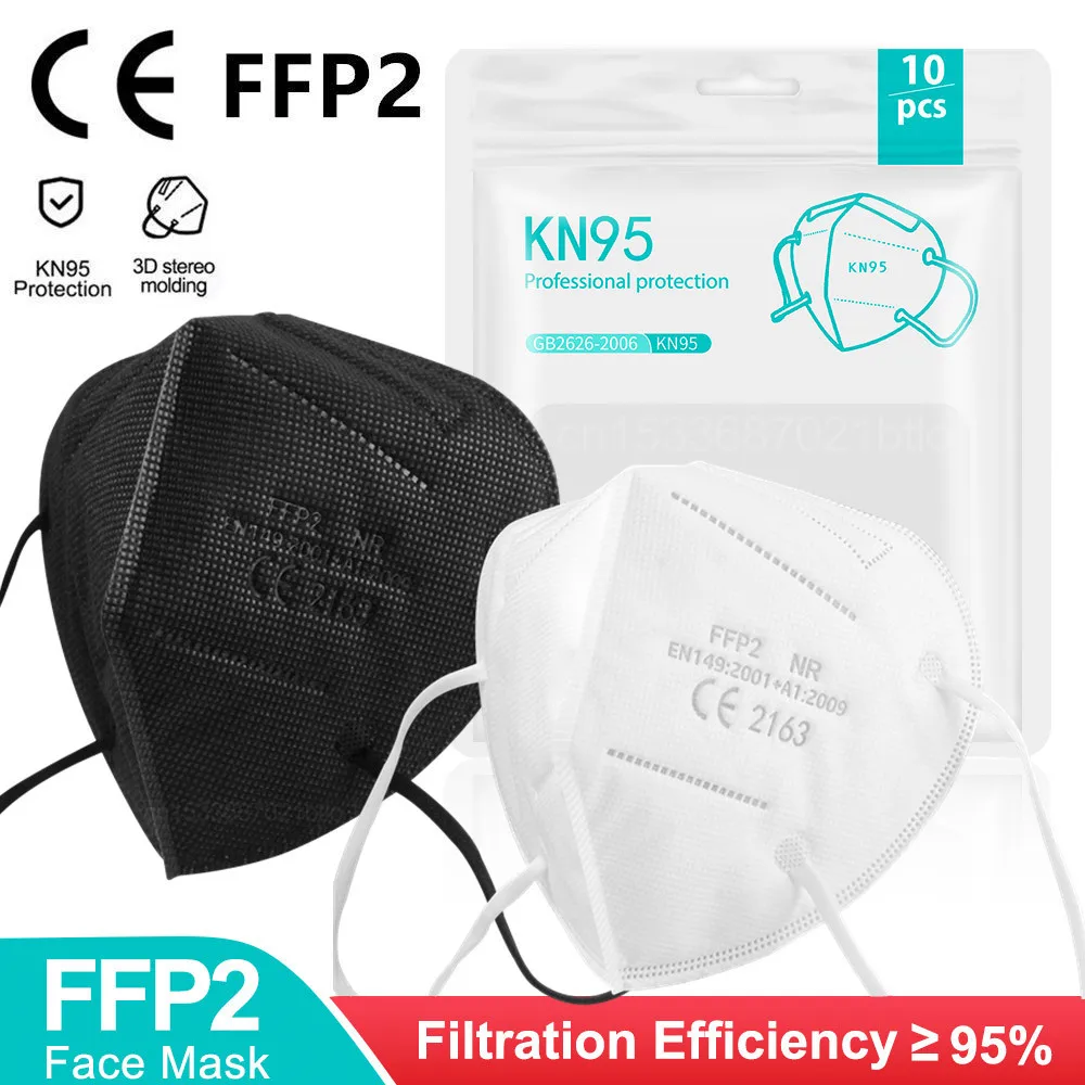 Mascarillas FPP2 para adultos, máscara facial de 5 capas, respirador FFP2, FFP2, 5-200 Uds.