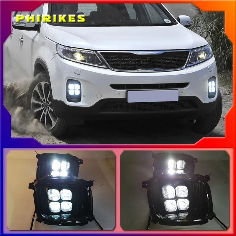 

2pcs LED For KIA Sorento 2013 2014 DRL Daytime Running Light Daylight Waterproof fog lamp Cover car Styling lights