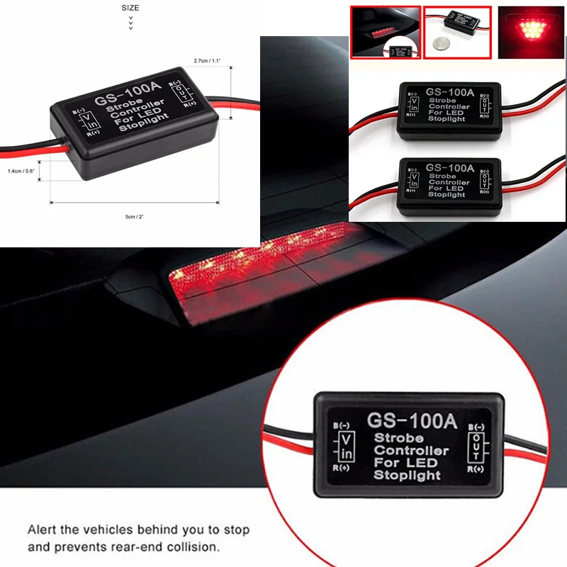 12V Car Vehicle Gs-100a Led Flash Strobe Controller Flasher Module Auto Led Rem Stop Light Lamp