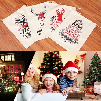 

Christmas Santa Bag Deer Drawstring Santa Bag New Year Decorations For House Stockings Gift Bags
