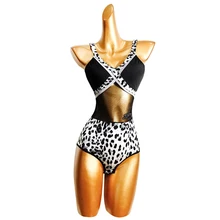 

Ballet Leotard For Adult Practice Costume Sexy Leopard Print Halter Gymnastics Competition Performance