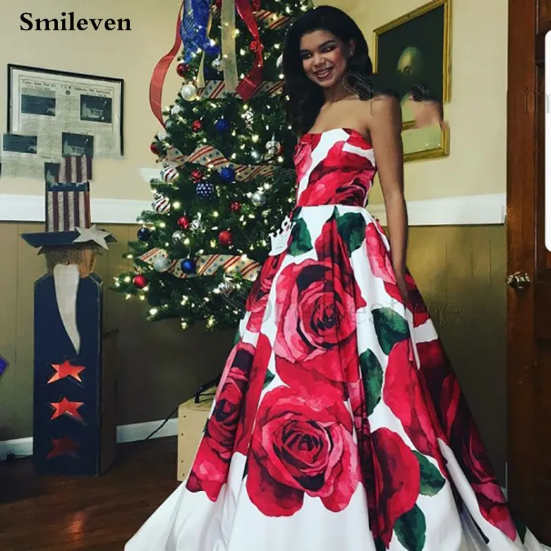 Smileven Strapless printing Rose 