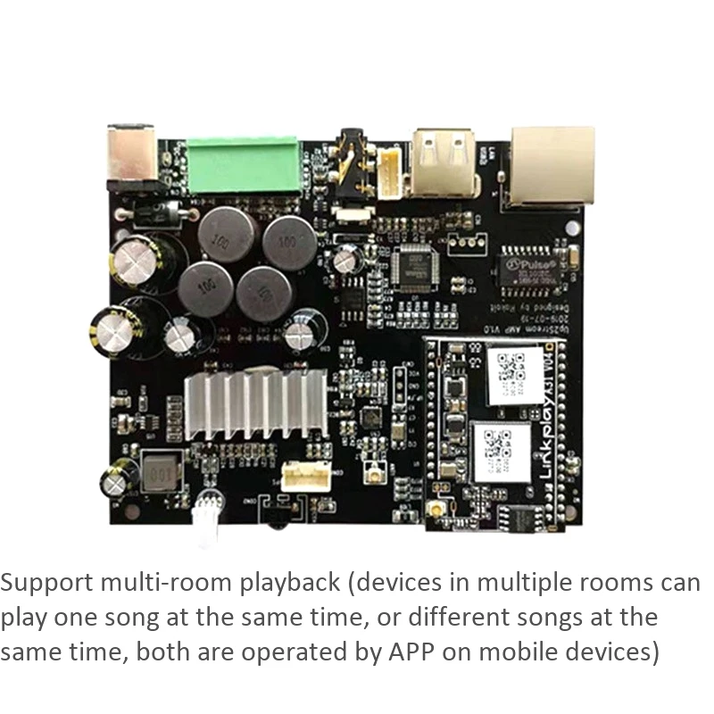 Up2Stream WiFi и Bluetooth 5,0 Hi-Fi стерео класса D Цифровой мультирум аудио усилитель плата 2,0 с Spotify Airplay эквалайзер