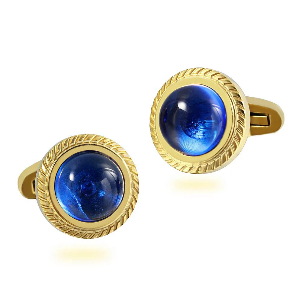 

Love Wedding Blue Zircon Wheat Serrated Stainless steel cufflinks