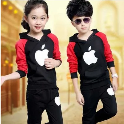 black-red apple Детская фланелевая гигиеническая одежда с длинными рукавами и изображением яблока костюм с рисунком велосипеда спортивная одежда для кампуса два костюма - Цвет: black-red apple