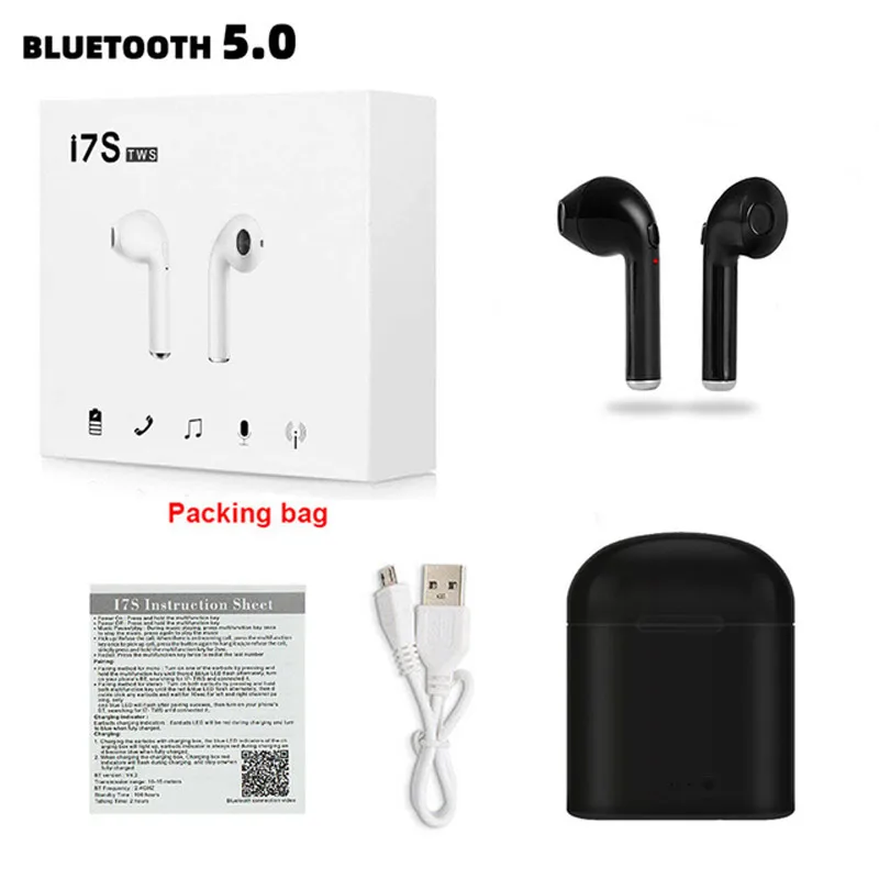 i7s Black RGLM i7s TWS Мини Bluetooth Беспроводные наушники i9s TWS наушники с зарядной коробкой спортивные гарнитуры для всех мобильных телефонов - Цвет: i7s Black