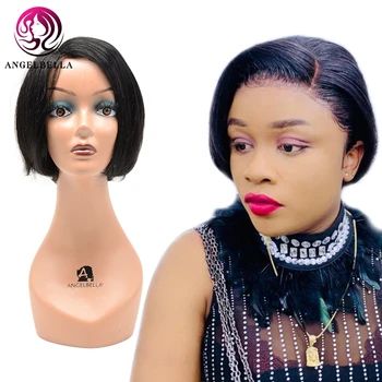 

short human hair lace part wig for black women straight hair natural black best brazilian remy hair wigs