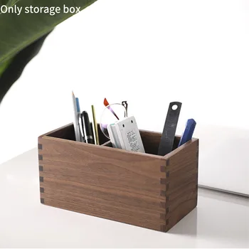

Home Office Hotel Desk Organizer Rectangle Wooden Storage Box Living Room Pen Holder Cosmetic 2 Compartments For Remote Control