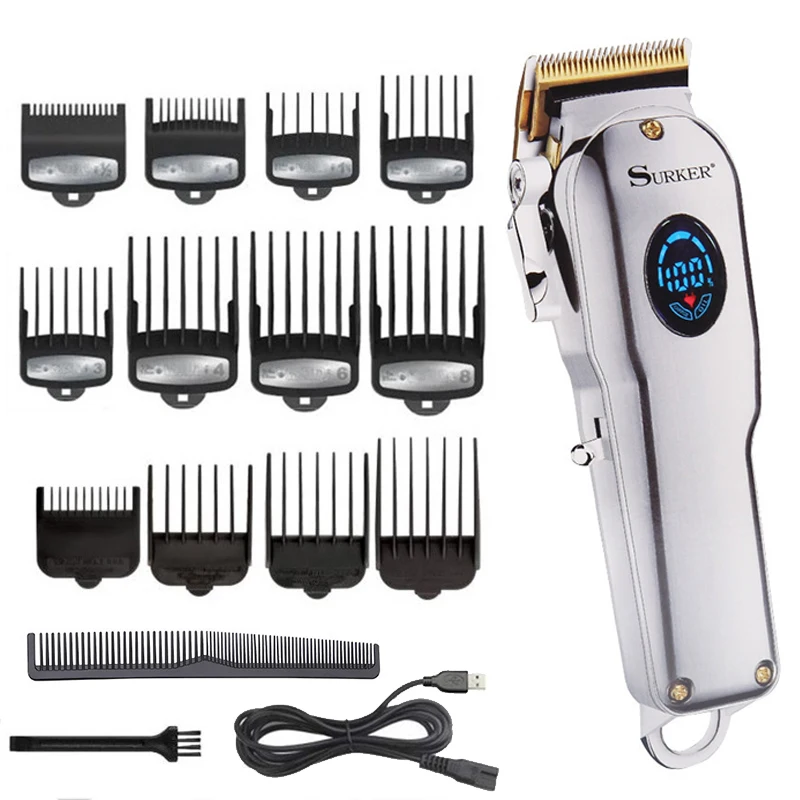 Professional Barber Hair Clipper Men Hair Trimmer LCD Electric Hair Cutting Machine Titanium Blade Haircut USB Rechargeable