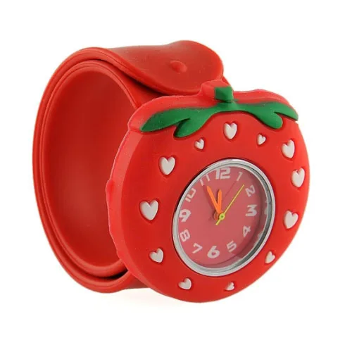 Новые модные милые часы с героями мультфильмов детские кварцевые Гибкие водонепроницаемые кварцевые часы для девочек и мальчиков 3D наручные часы с героями из мультфильмов - Цвет: Strawberry