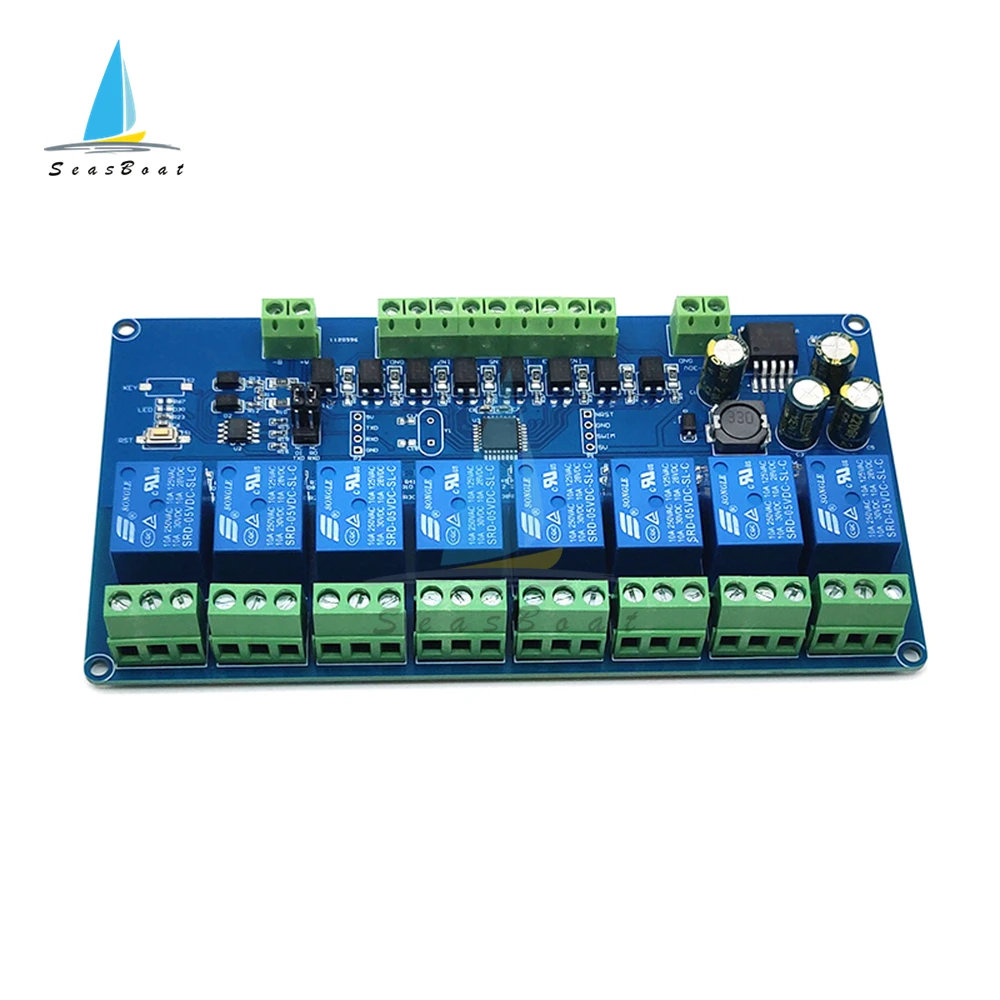 Canais Modbus Rtu Relé Módulo Interruptor Rs485 Ttl Comunicação Vias Relé Entrada Saída para Controle de Potência Arduino dc 30v