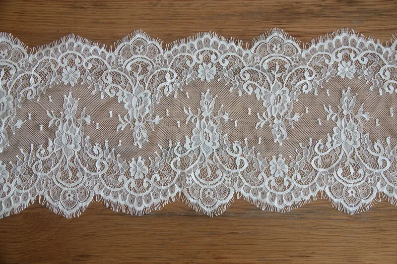 

3meter Handmade DIY clothing accessories French white eyelash mesh embroidery lace width 24cm