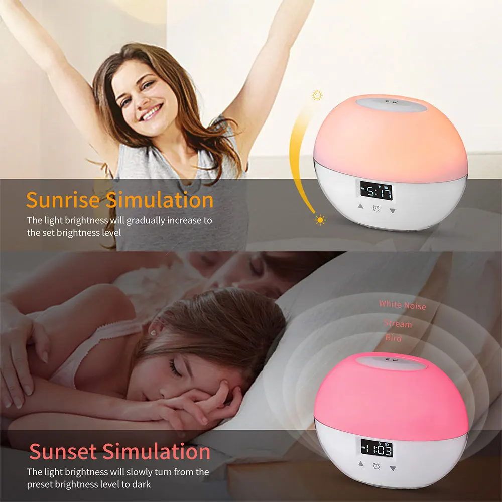 Будильник Sunrise Smart Wake Up светильник для детей имитация спящего режима ночной Светильник для спальни с повтором Monden O8
