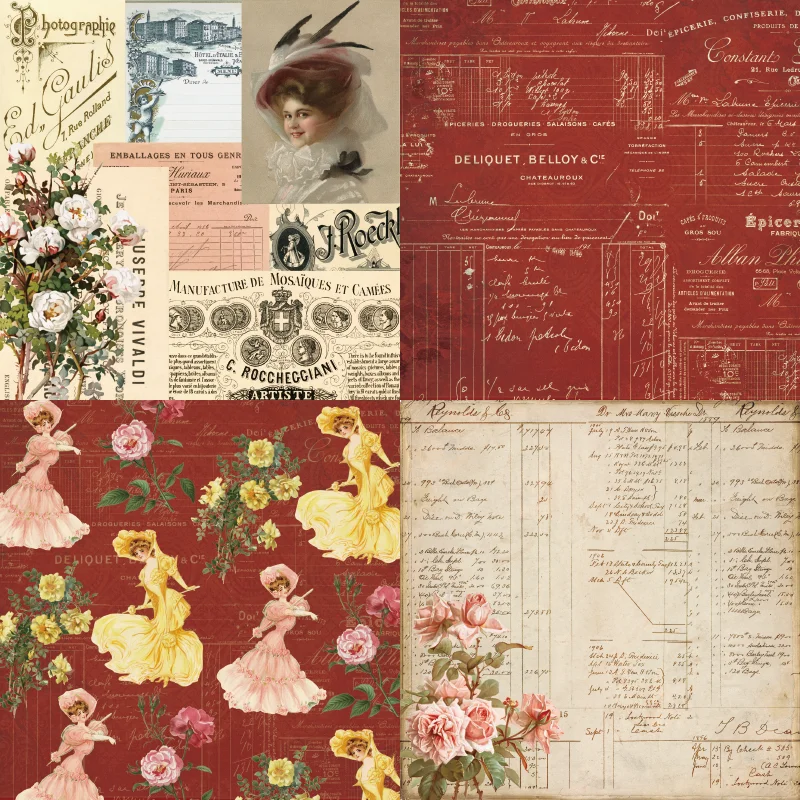 Rose Vintage Paper 24 sheets 6X6 for Scrapbooking
