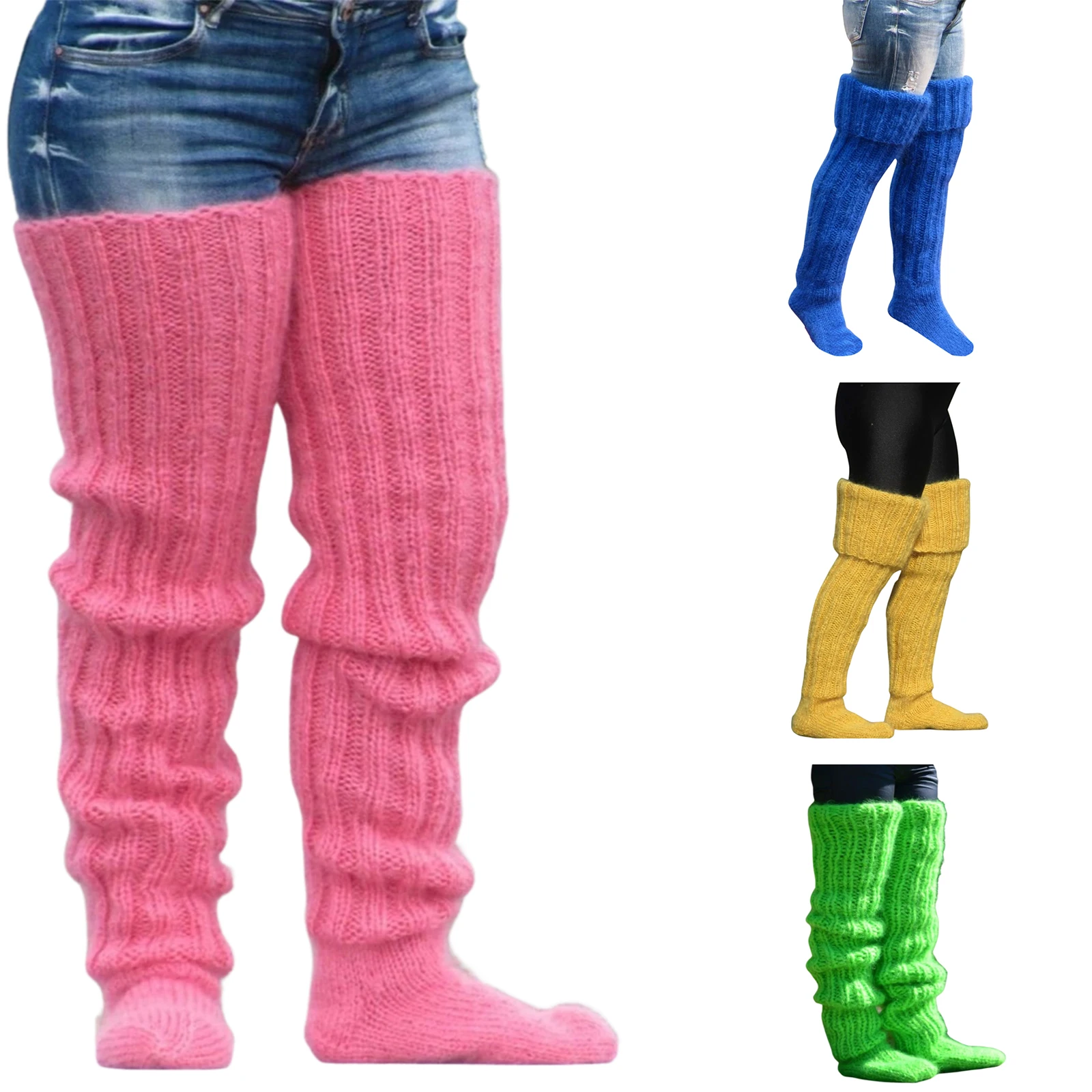 2021 Women Cable Knit Extra Long Boot Socking Over Knee Thigh High Girls Warm Stock Autumn And Winter Ladies Fashion Items | Женская