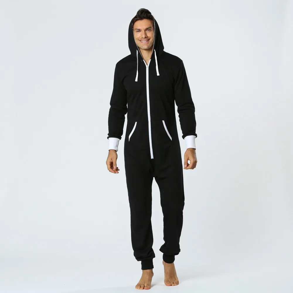 Tmall Quality Pijama Hombre Hooded Jumpsuit Men Onesie for Adults One Piece Sleepwear Long Satin Pajamas Man Night Wear 2XL