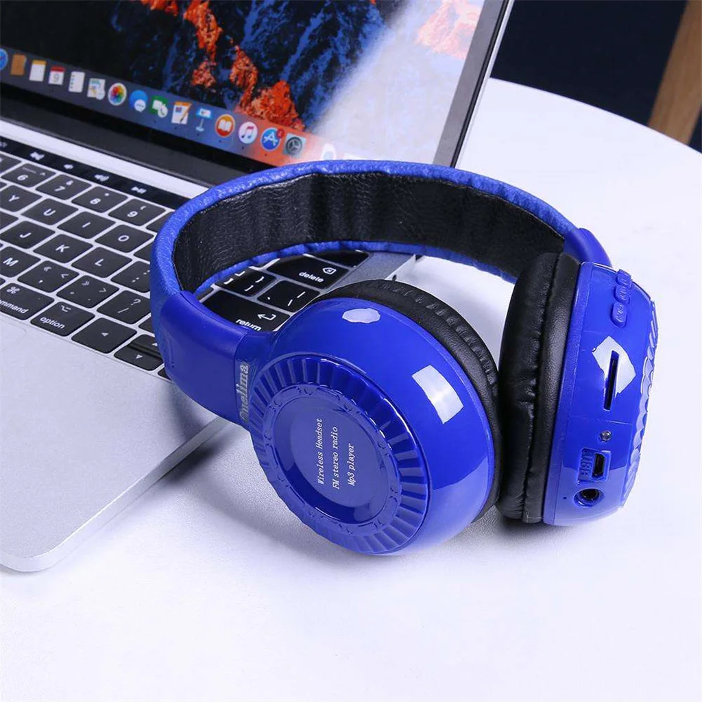Беспроводные наушники с цветным светодиодный светильник Bluetooth Hi-Fi стерео гарнитура наушники с микрофоном для iPhone samsung Xiaomi Tablet Phone - Цвет: Blue 18x15x7mm