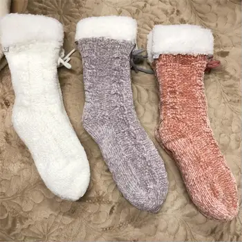 

Women Solid Chenille Winter Socks Thick Slipper Socks Fuzzy Fleece Knee High Socks Girls Indoor Socks Room Socks Floor Socks