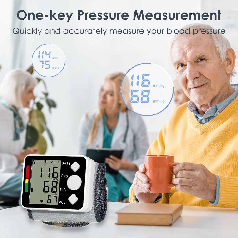 Automatic Intelligent Electronic Wrist Blood Pressure Digital Monitor Blood Pressure Heart Rate Pulse Meter Measuring Instrument