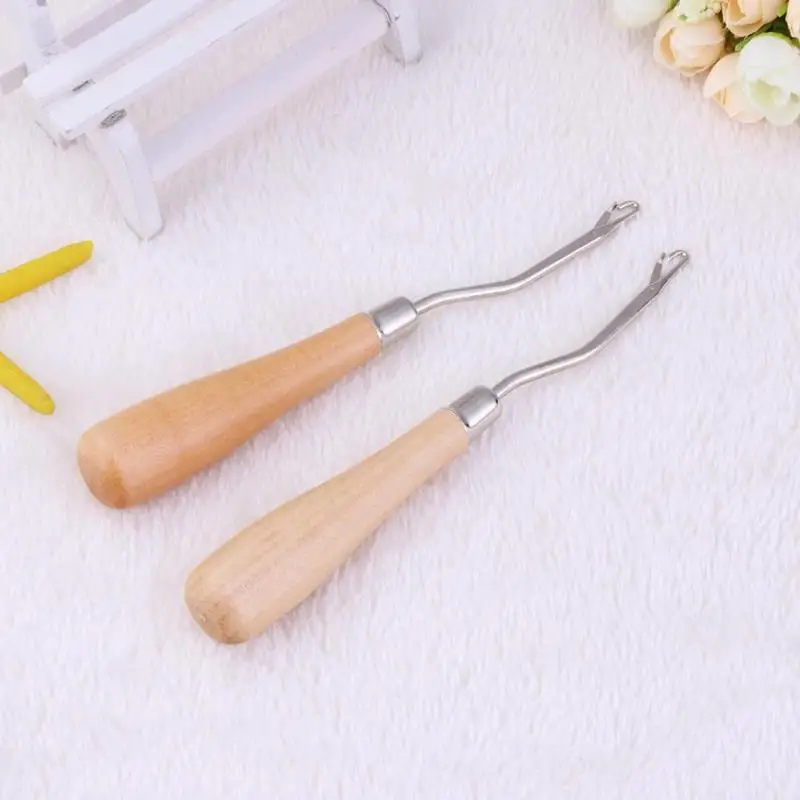 2 шт. деревянные ручки крючком Крючки плетение иглы DIY вязаный ковер инструмент для ремонта