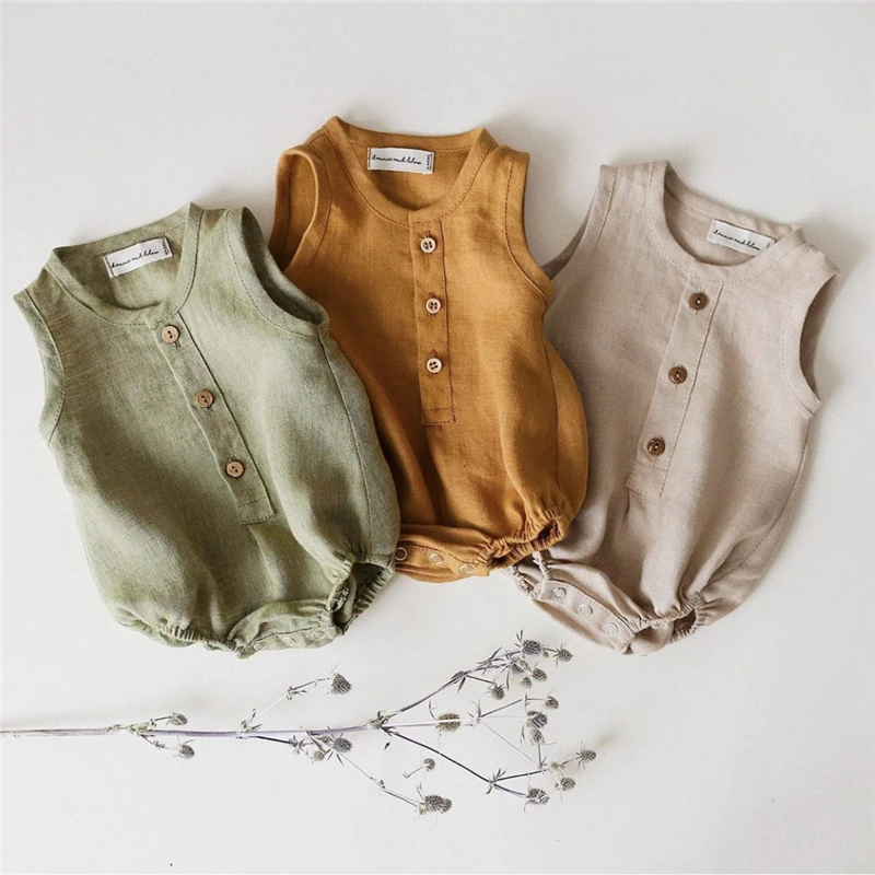 2020 Rainbow Linen Baby Boys Girls Summer Romper Brother Sister Machthing Toddler Sleeveless Rompers Baby Bubble Playsuit Onesie