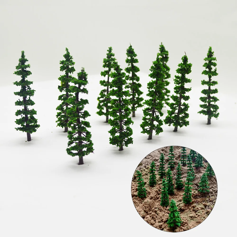 10pcs Model Train Trees Railroad Wargame Accessories Green Pine Tree 11cm