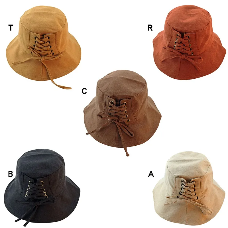 Chapeau Femme Ete милые индивидуальные шляпы для женщин Универсальные однотонные Sombrero Mujer Солнцезащитная хлопковая пляжная шляпа на шнуровке