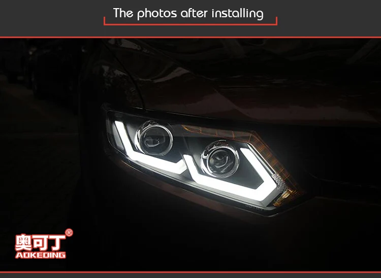 Car Styling Head Lamp case for Nissan X-trail Headlights- Rouge LED Headlight LED DRL H7 D2H Hid Angel Eye Bi Xenon