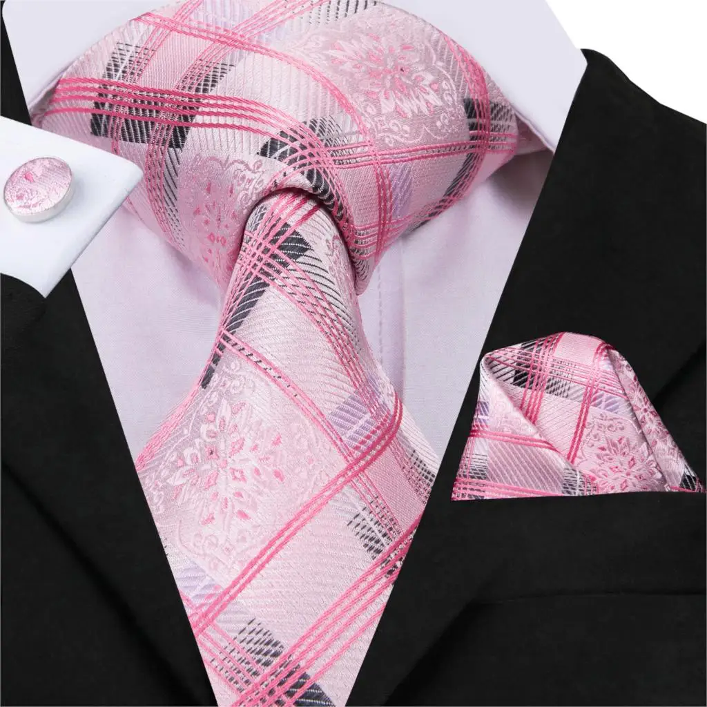 SN-3073, Hi-Tie, клетчатый галстук, фиолетовые, синие шелковые галстуки для мужчин, модные вечерние, свадебные галстуки, набор, карманные Квадратные запонки, набор галстуков - Цвет: SN-3074