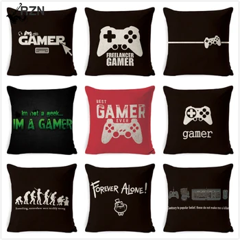 

Game Cushion Cover Pillow Case Evolution Word Keyboard Handle Mouse Headset Throw Pillow Cover Gamer Chair Car Decor Pillowcases