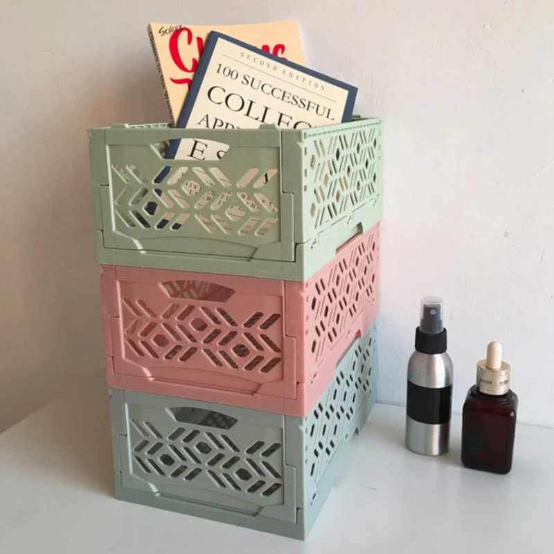 

Foldable Plastic Stackable Multi-purpose Baskets Makeup Organizer Storage Box 9.3* 6.3*4.1inch Small Basket Jewelry Organizer