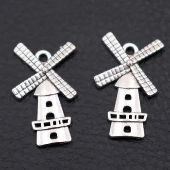 

20pcs Silver Color Plated Windmill Charm Pendants Retro Necklace Bracelet DIY Handmade Jewelry Findings A2117 27 * 16mm