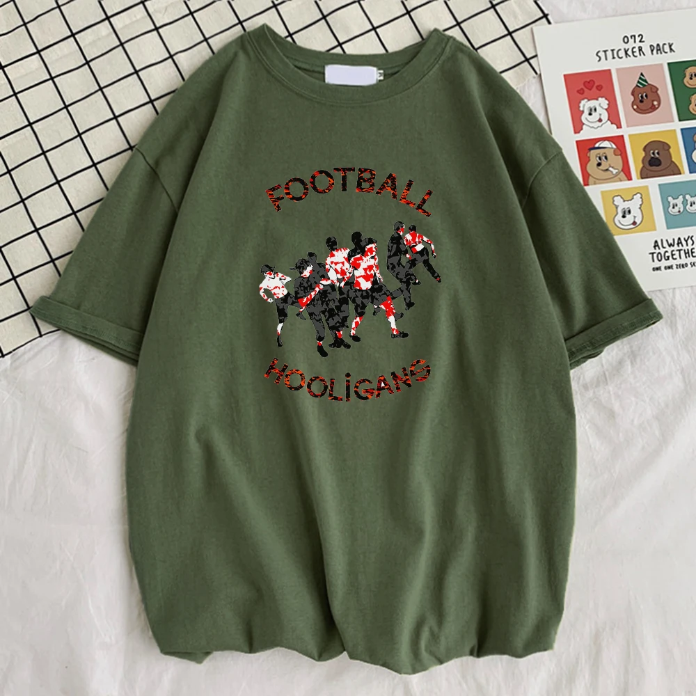 

Retro Style Football Hooligans Print Male T Shirt Funny Loose T-Shirt Street Vintage T-Shirts Funky Big Size Men's Tops